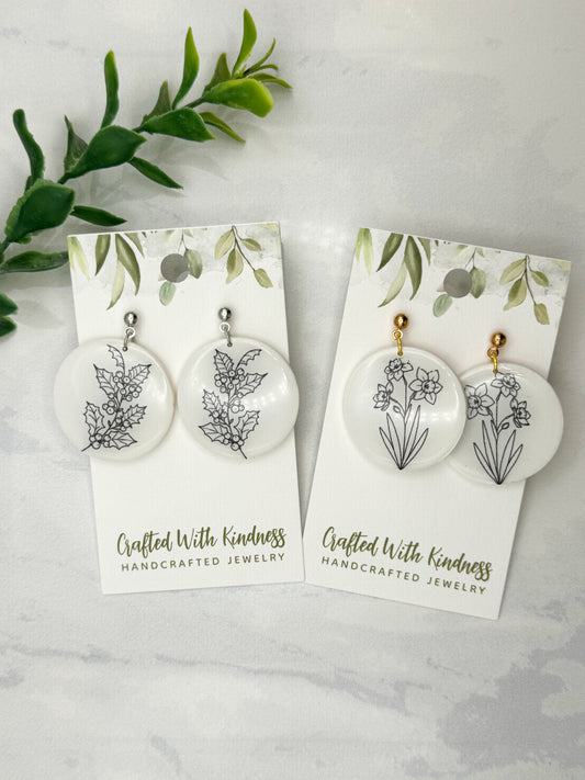 December Birth Flower Dangles