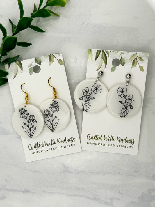 February Birth Flower Dangle