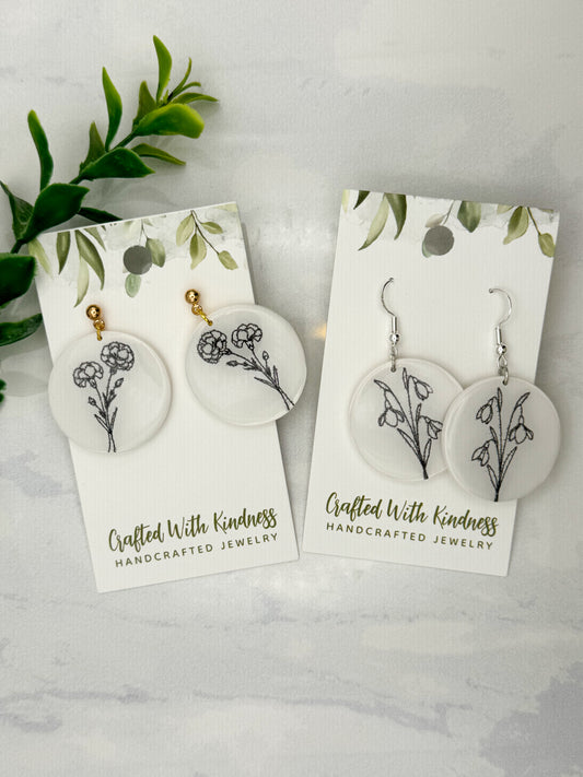 January Birth Flower Dangle